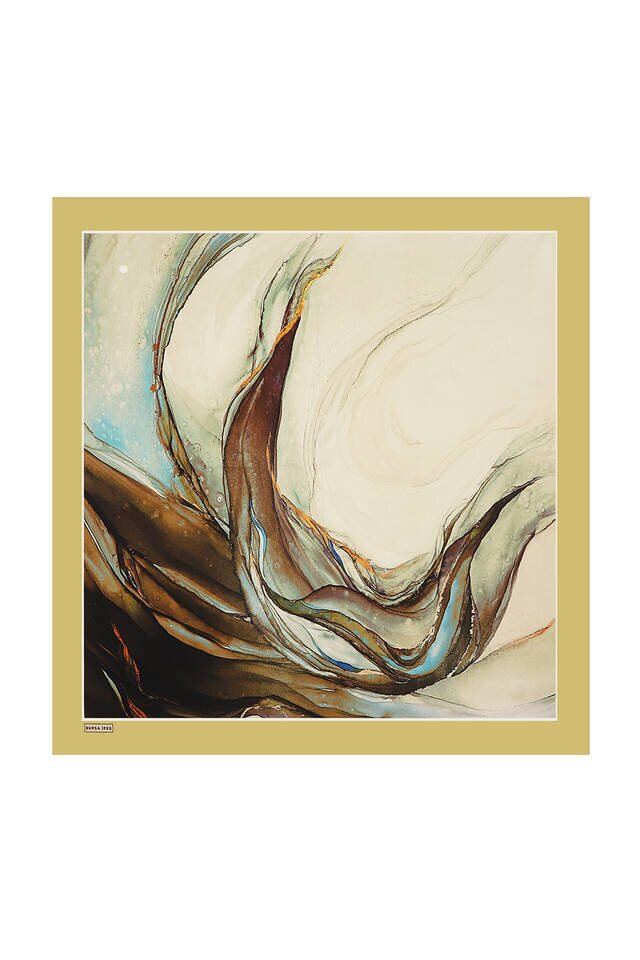 Acid Green Granite Pattern Sura Silk Scarf - 2