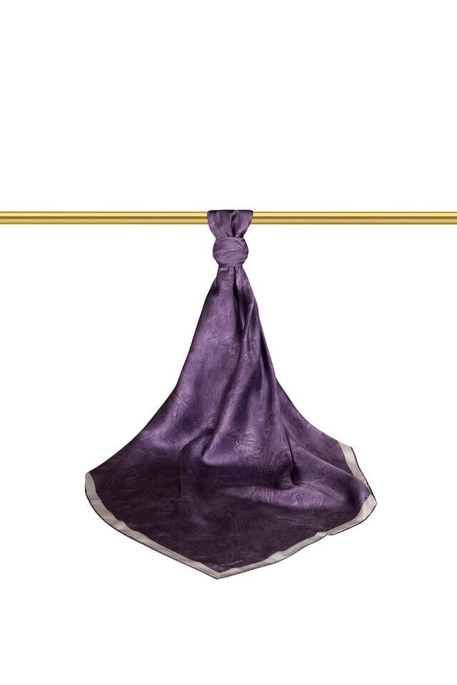 Açık Mor Fırça İpek Eşarp - 2