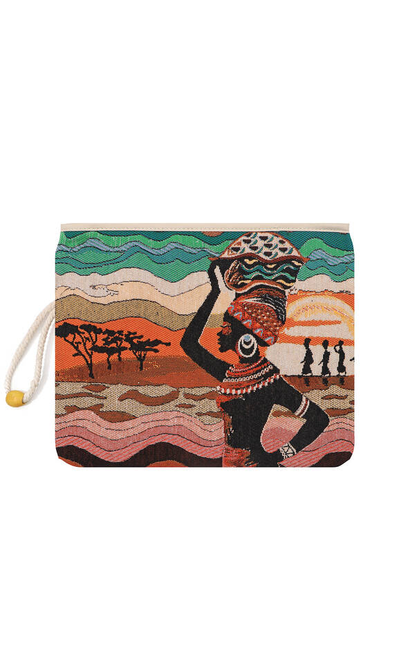 Afro Pattern Tapestry Handbag - Bursa İpek