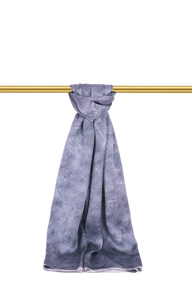 Amethyst Brush Pattern Silk Scarf - 1