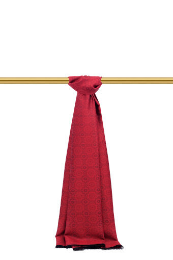 Bordo Anadolu Desen Jakarlı İpek Şal 