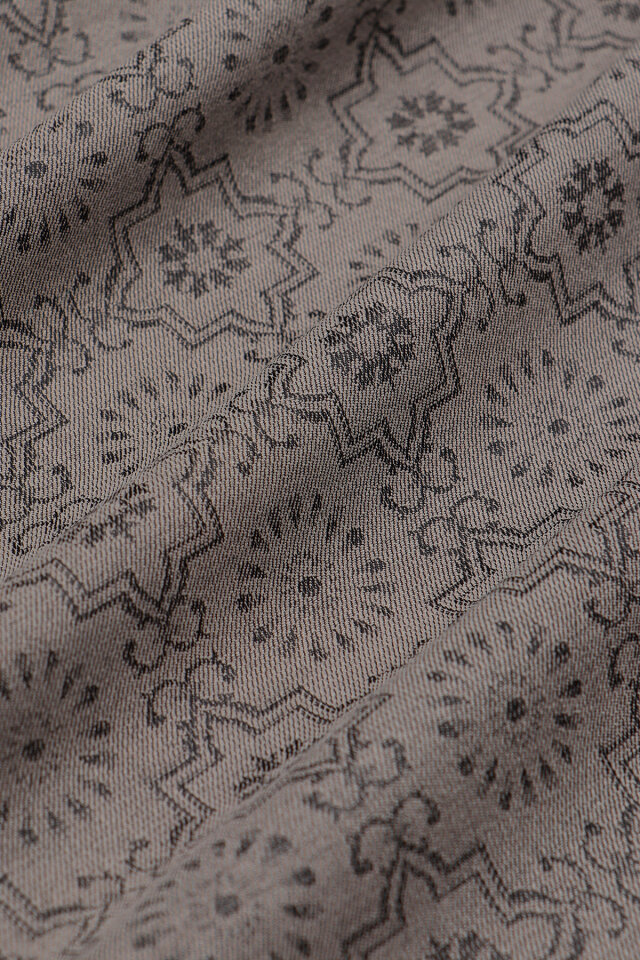 Gri Anadolu Desen Jakarlı İpek Şal - 3