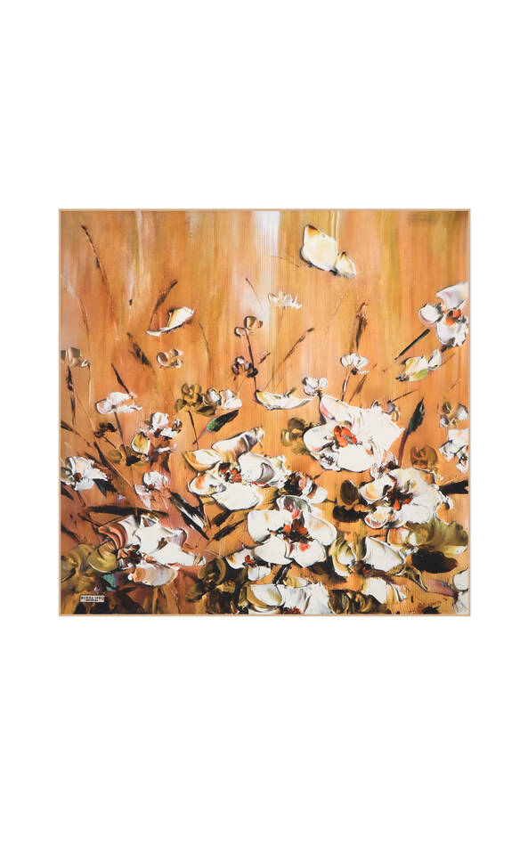 Gold Anemon Desen İpek Mendil - Bursa İpek