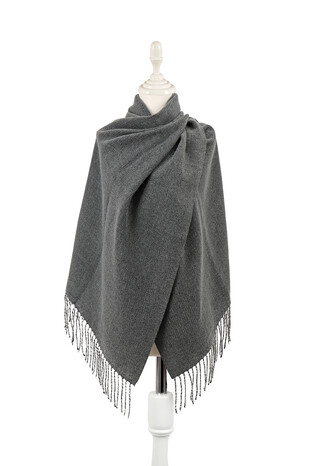 Anthracite Cream Double Sided Winter Shawl 