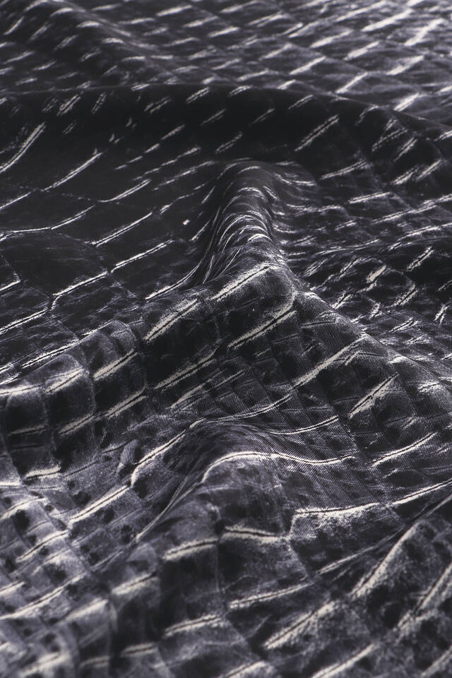 Anthracite Deren Pattern Twill Silk Square Scarf - 2