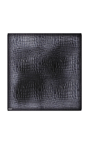 Anthracite Deren Pattern Twill Silk Square Scarf 