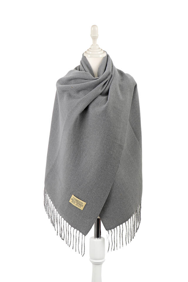 Anthracite Gray Double-Sided Winter Shawl - Bursa İpek