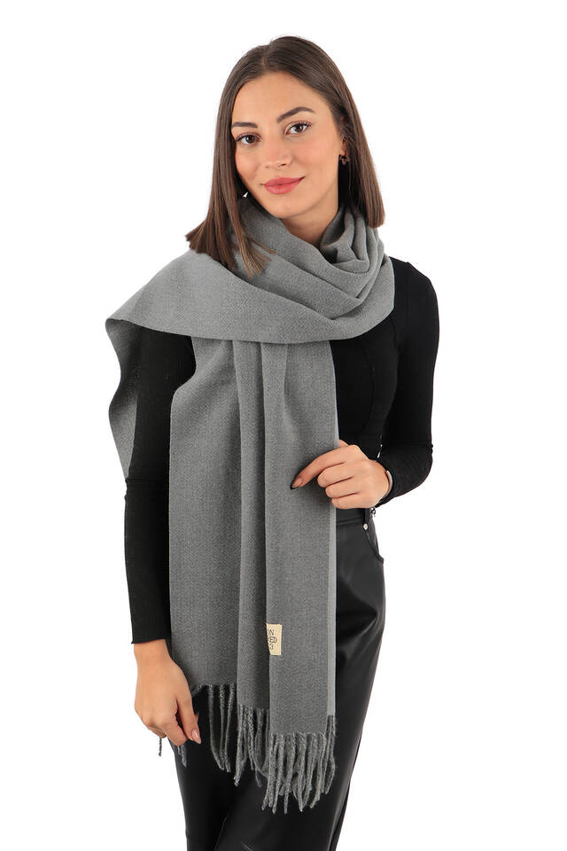 Anthracite Gray Double-Sided Winter Shawl - 2