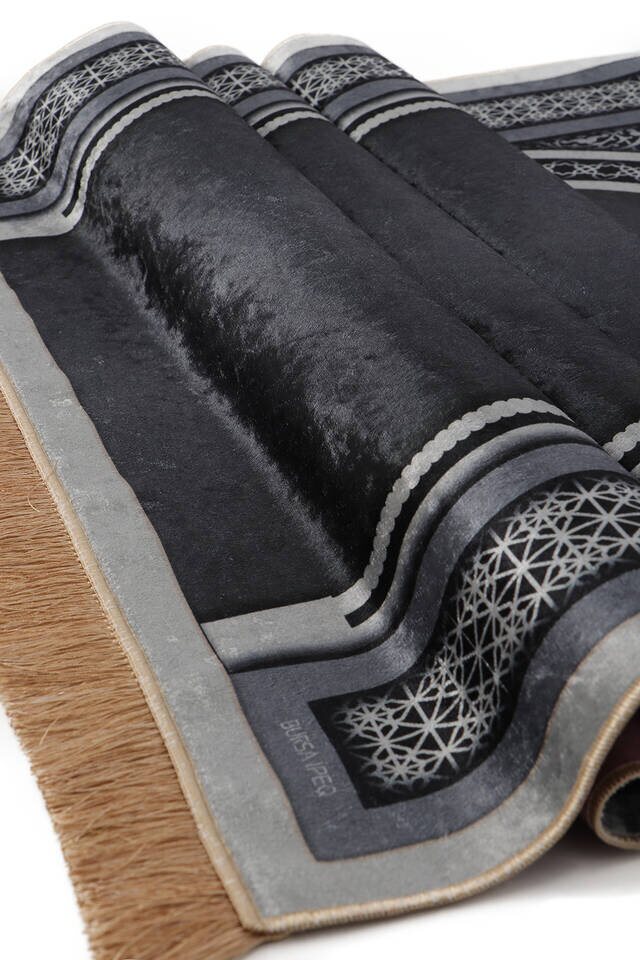 Anthracite Velvet Carpet Prayer Rug - 3