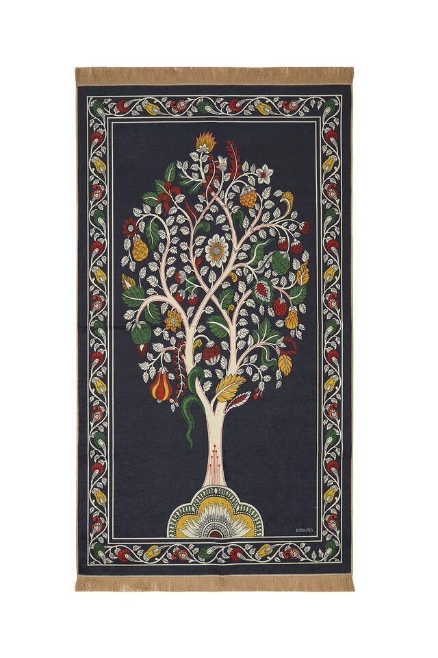 Anthracite Velvet Carpet Prayer Rug - 1