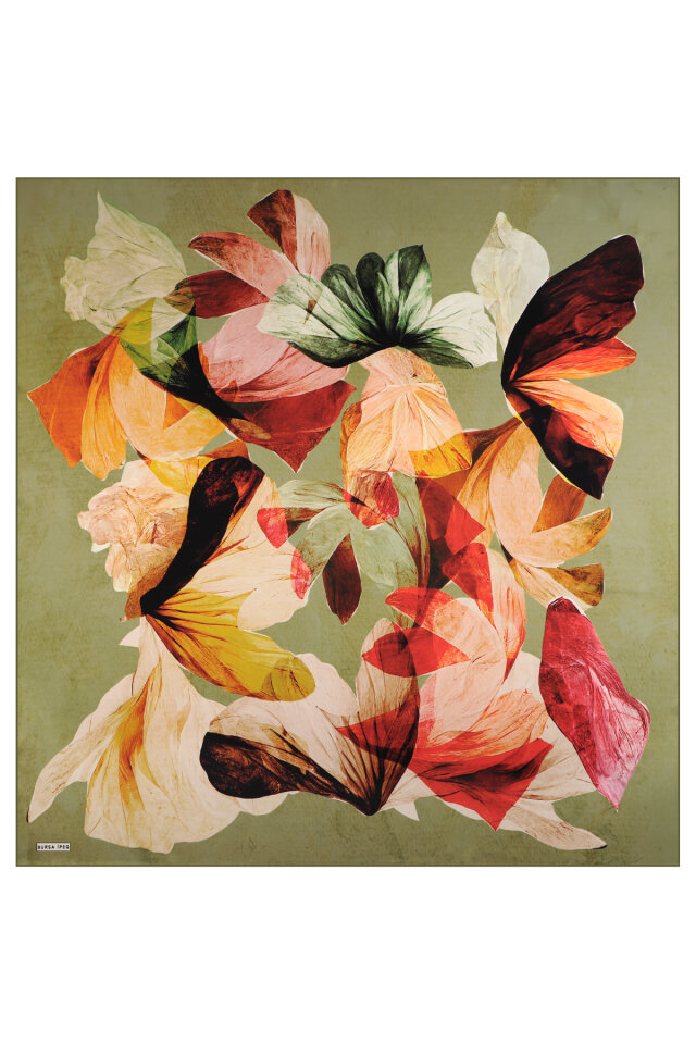 Yeşil Armoni Desen Sura İpek Eşarp - 3