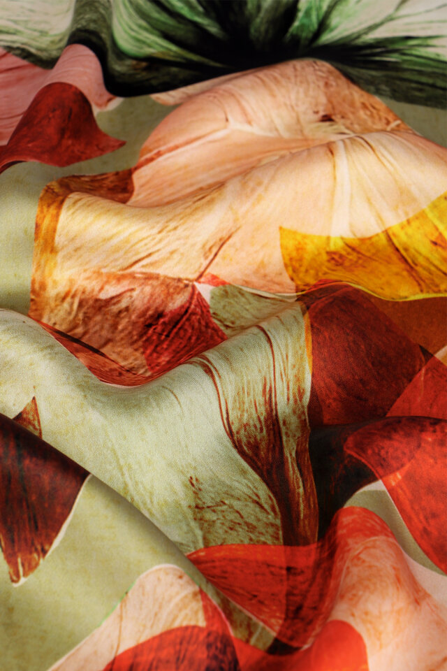 Yeşil Armoni Desen Sura İpek Eşarp - 4