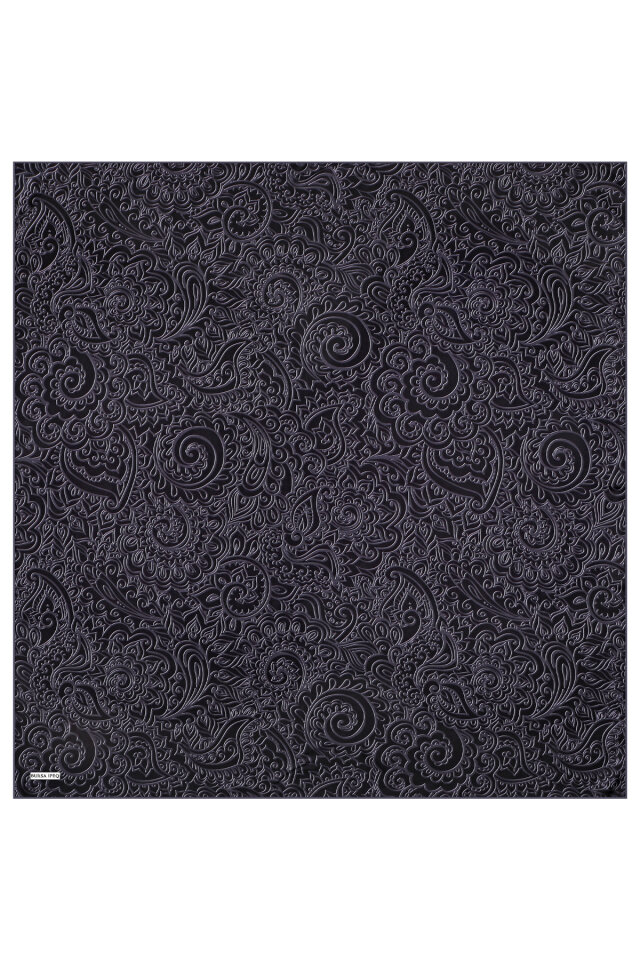 Black Art Pattern Twill Silk Scarf - 3