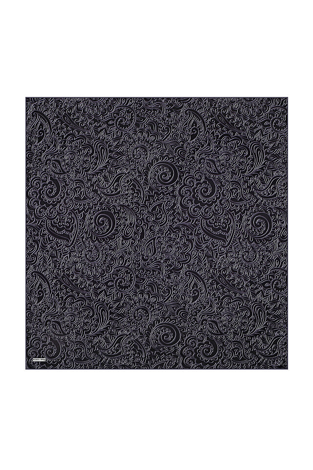 Black Art Pattern Twill Silk Scarf 
