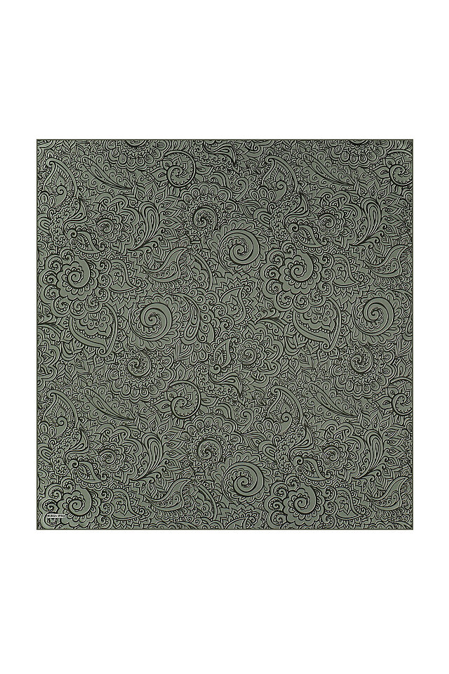 Khaki Art Pattern Twill Silk Scarf - 1