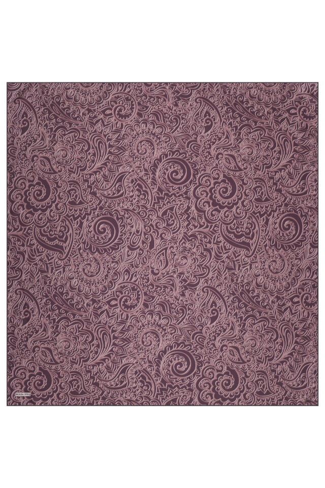 Damson Art Pattern Twill Silk Scarf - 3