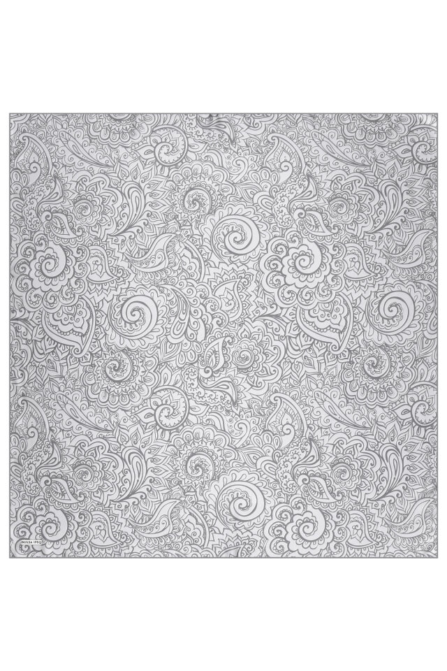 Silver Art Pattern Twill Silk Scarf - 3