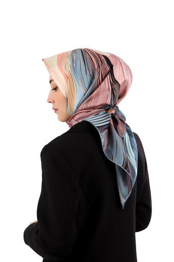 İndigo Arya Desen Twill İpek Eşarp 