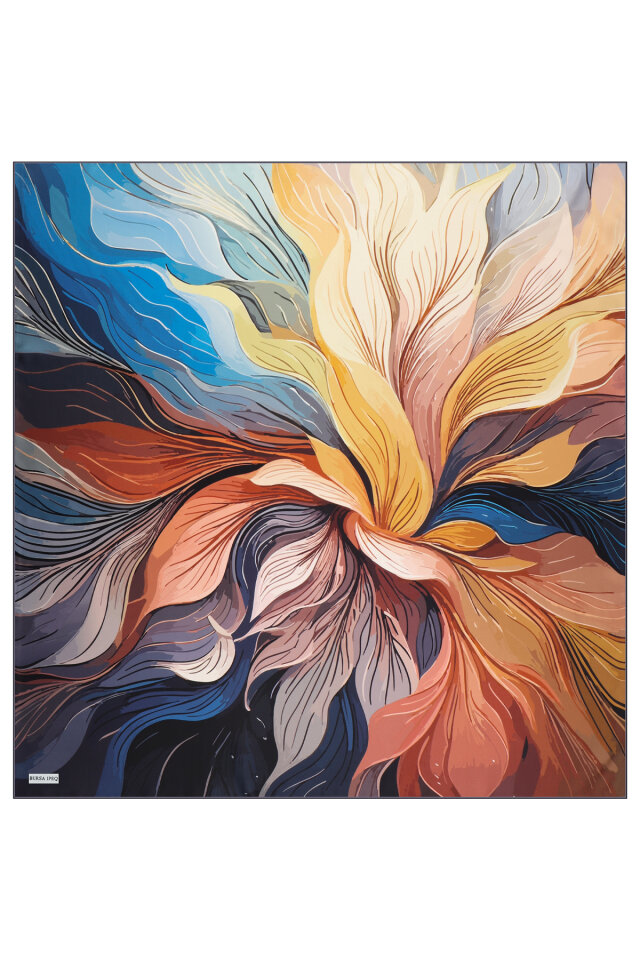 Lacivert Arya Desen Twill İpek Eşarp - 2