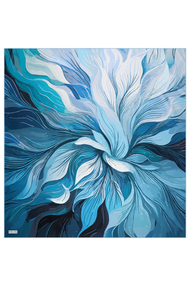 Mavi Arya Desen Twill İpek Eşarp - 2