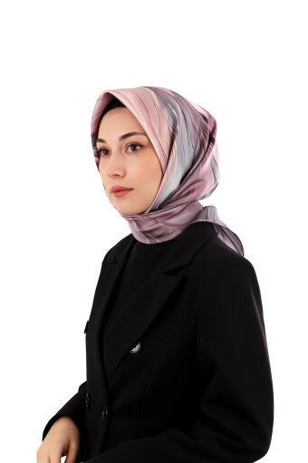 Mor Arya Desen Twill İpek Eşarp 