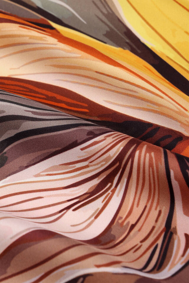 Yeşil Arya Desen Twill İpek Eşarp - 3