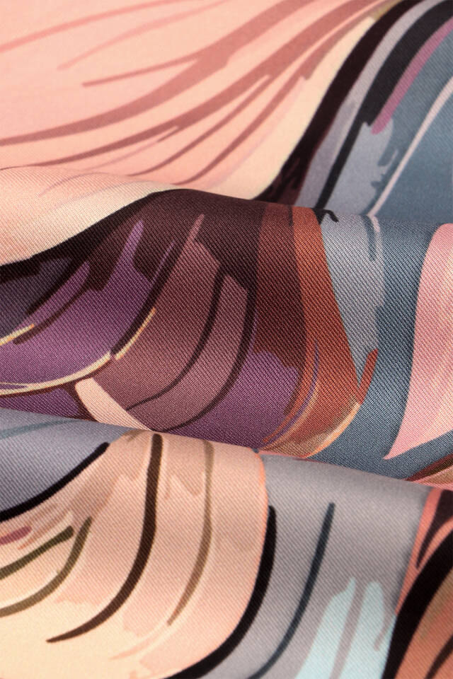 Indigo Arya Pattern Twill Silk Scarf - 3