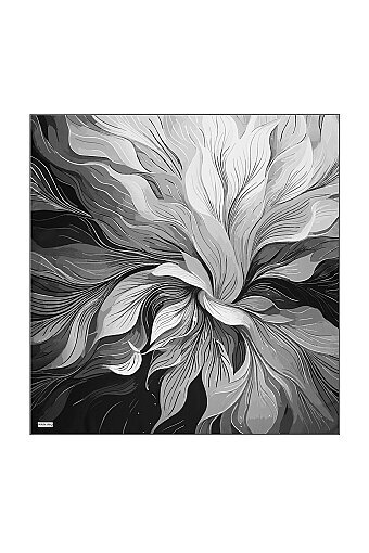 Black Arya Pattern Twill Silk Scarf 