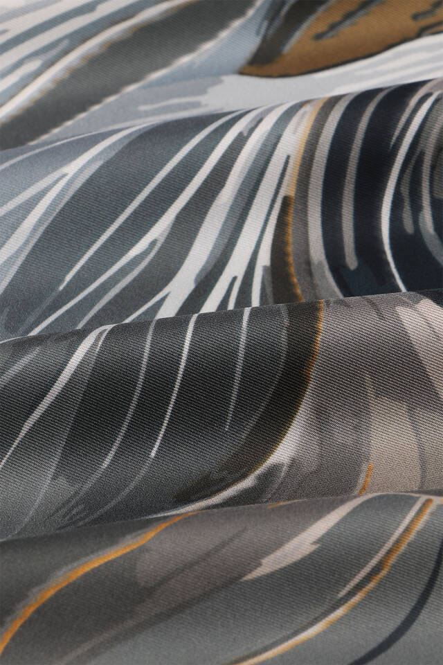 Ice Blue Arya Pattern Twill Silk Scarf - 3