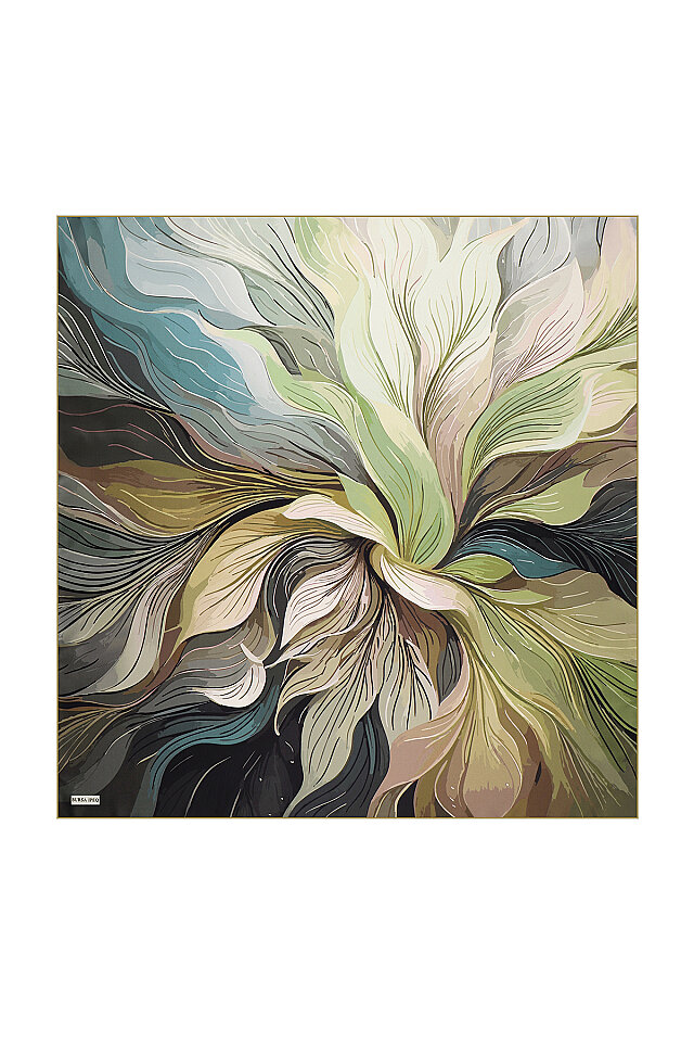 Khaki Arya Pattern Twill Silk Scarf 