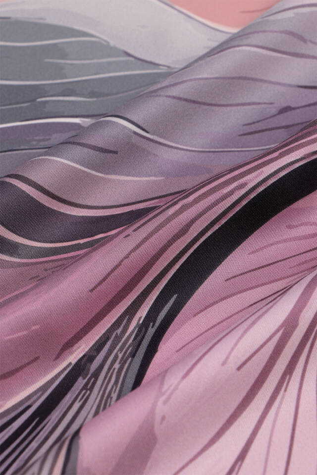 Purple Arya Pattern Twill Silk Scarf - 3