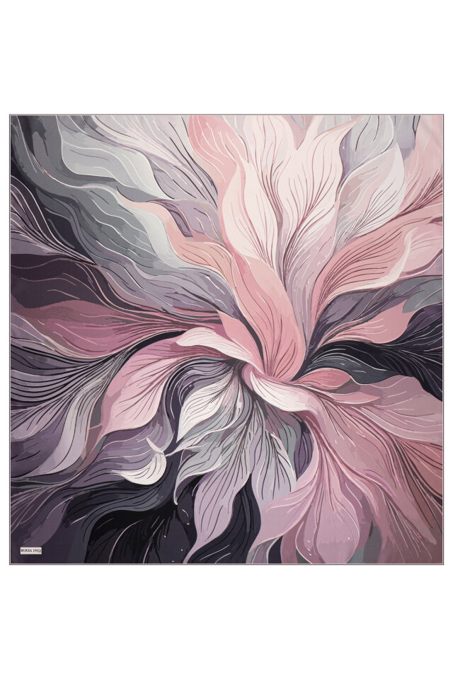 Purple Arya Pattern Twill Silk Scarf - 2