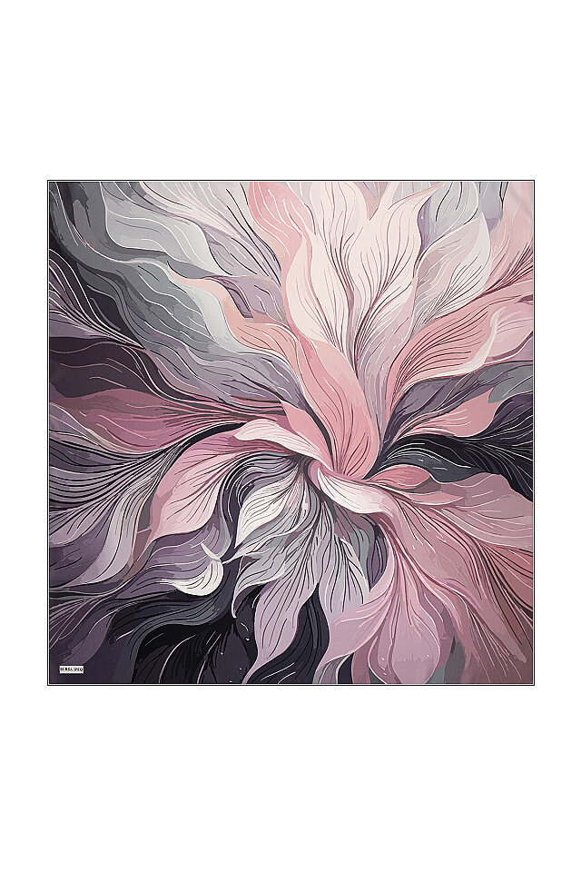 Purple Arya Pattern Twill Silk Scarf 