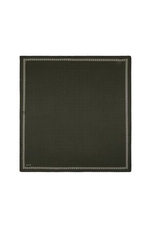 Asker Yeşili Kenarı Sulu Kelebek İpek Eşarp 