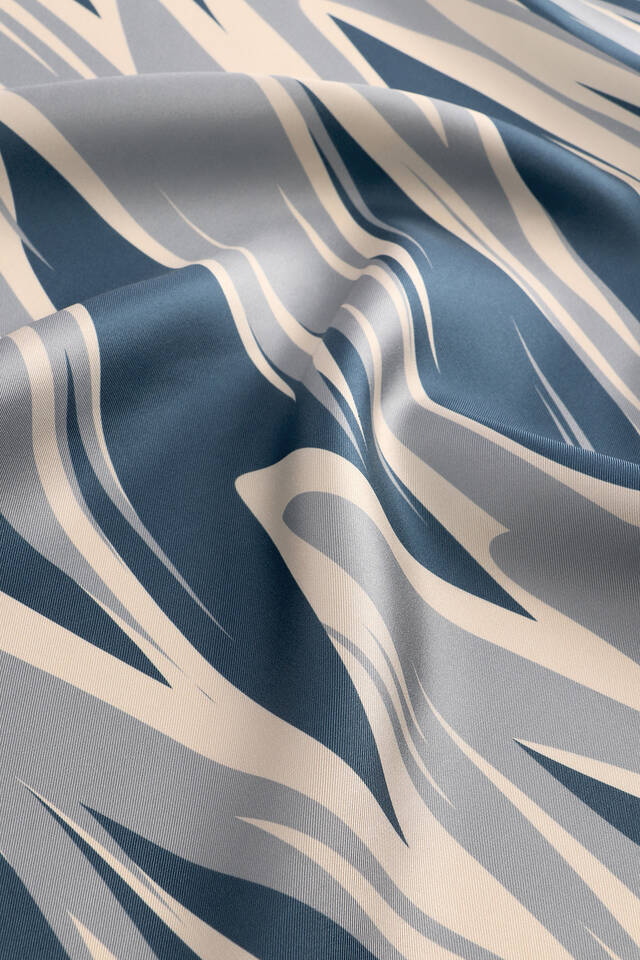 Baby Blue Nilsu Pattern Twill Silk Square Scarf - 3