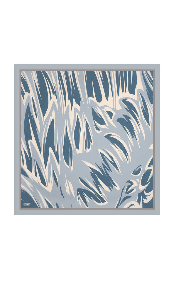 Baby Blue Nilsu Pattern Twill Silk Square Scarf - 2