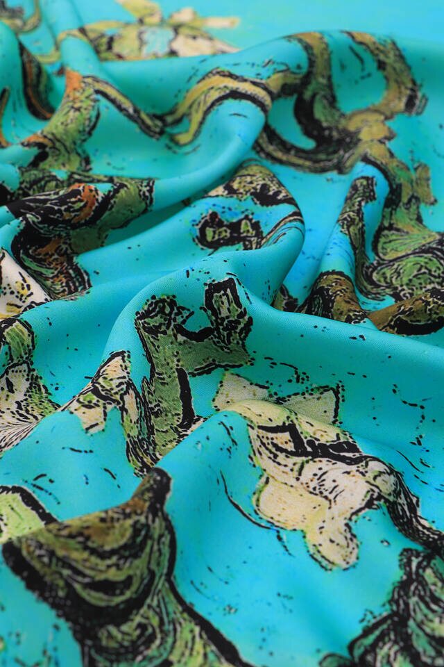 Su Yeşil Badem Çiçeği İpeksi Mendil - 3