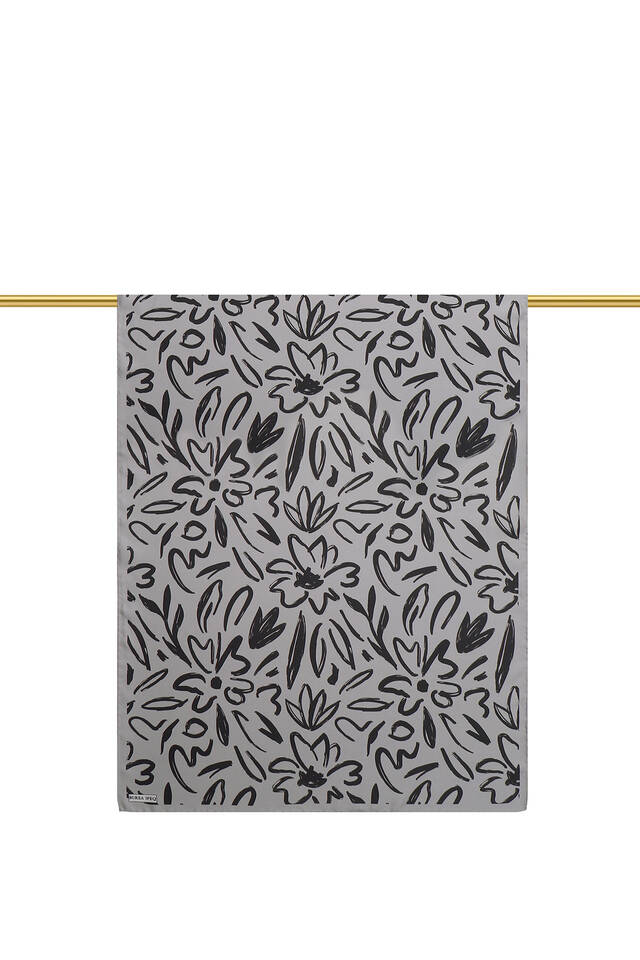 Antrasit Bahar Desen Twill İpek Şal - 2