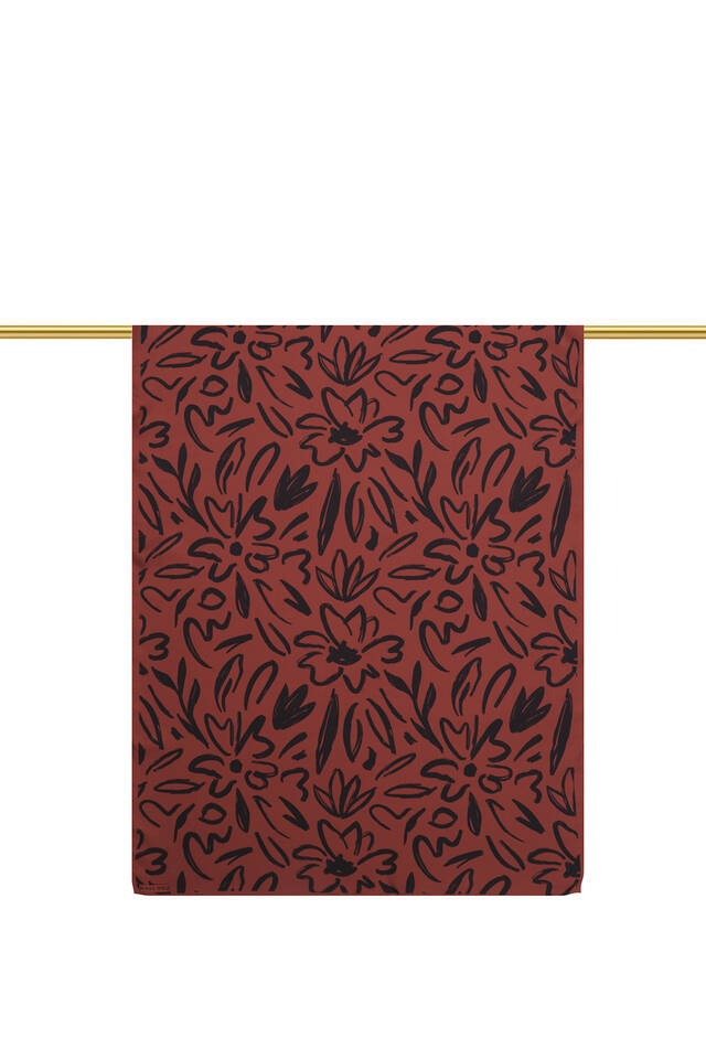 Bordo Bahar Desen Twill İpek Şal 