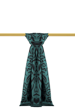 Petrol Yeşil Bahar Desen Twill İpek Şal 