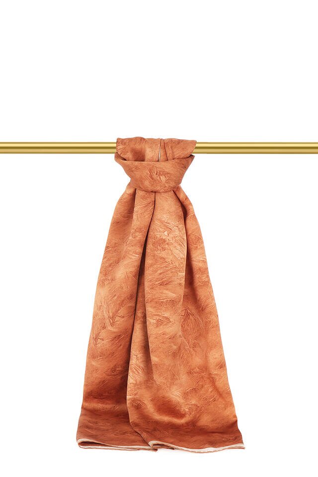 Bakır Fırça Desen İpek Şal 