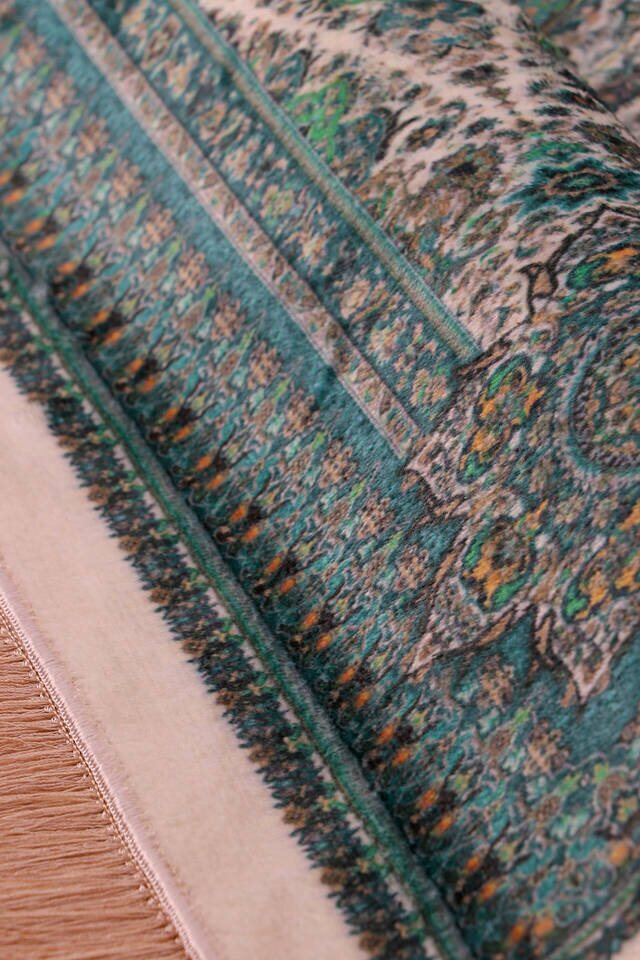 Petrol Yeşil Bambu Halı Seccade - 2