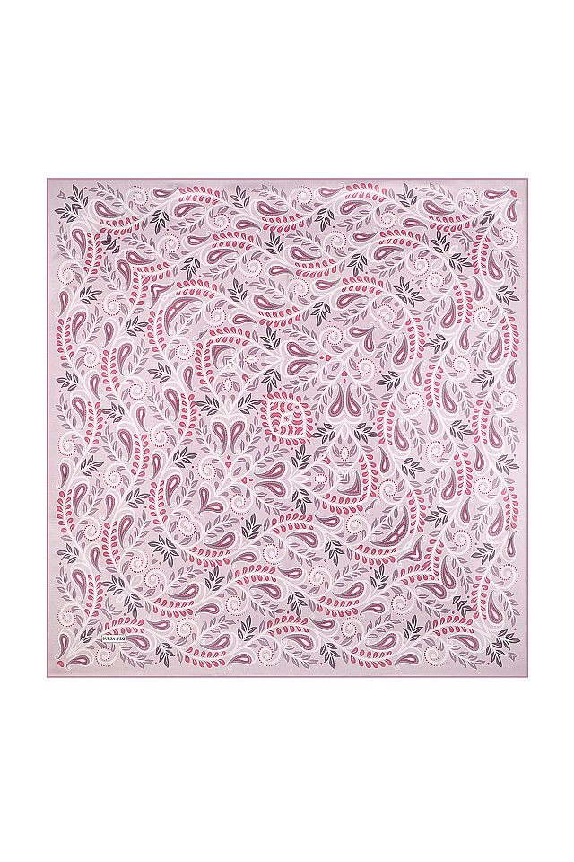 Lila Başak Desen Twill İpek Eşarp - 1