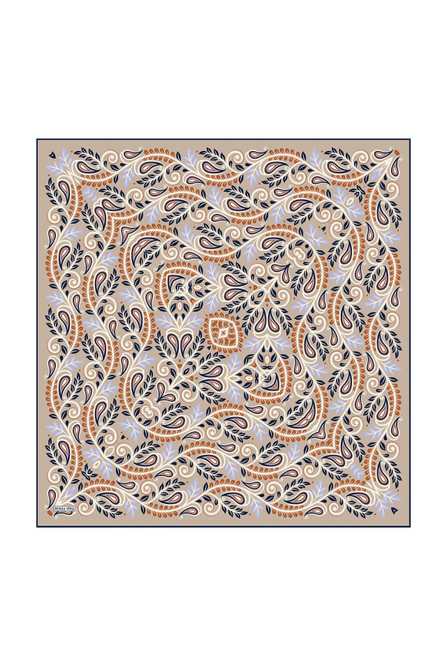 Vizon Başak Desen Twill İpek Eşarp - 2
