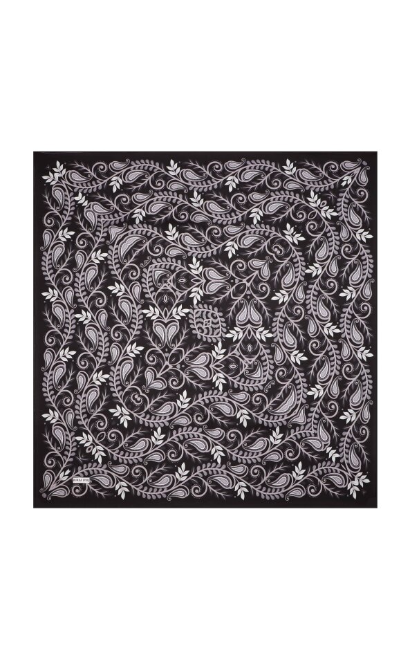 Black Virgo Pattern Twill Silk Scarf - 2