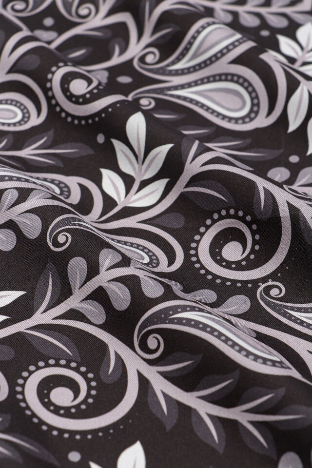 Black Virgo Pattern Twill Silk Scarf - 3