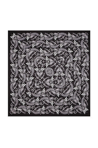 Black Virgo Pattern Twill Silk Scarf 