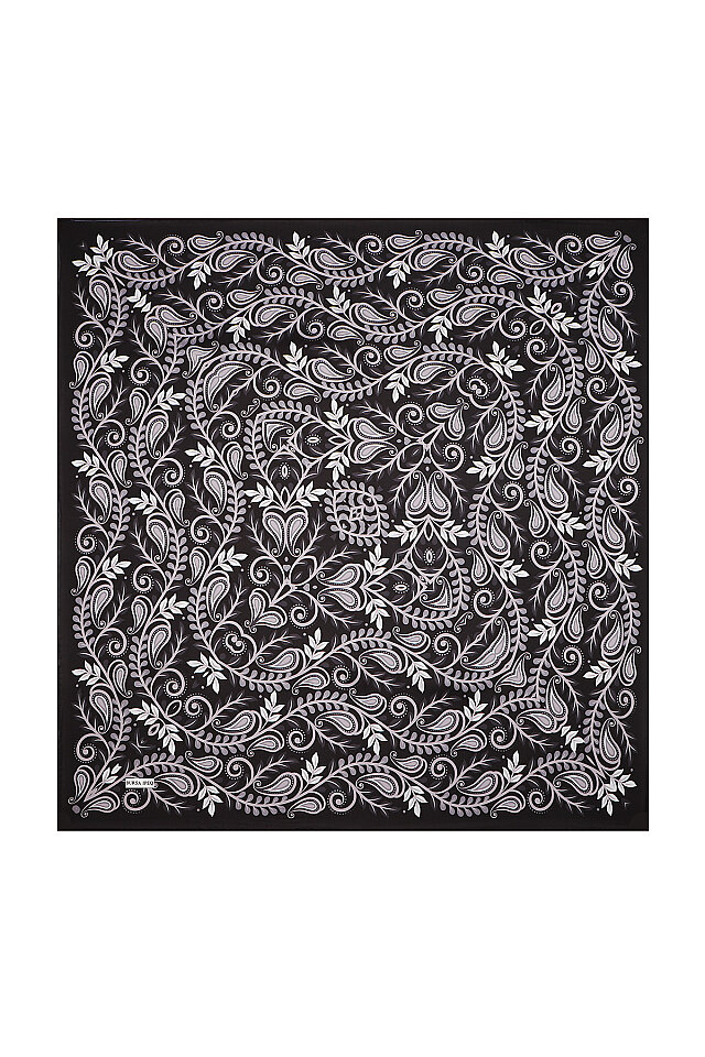 Black Virgo Pattern Twill Silk Scarf 