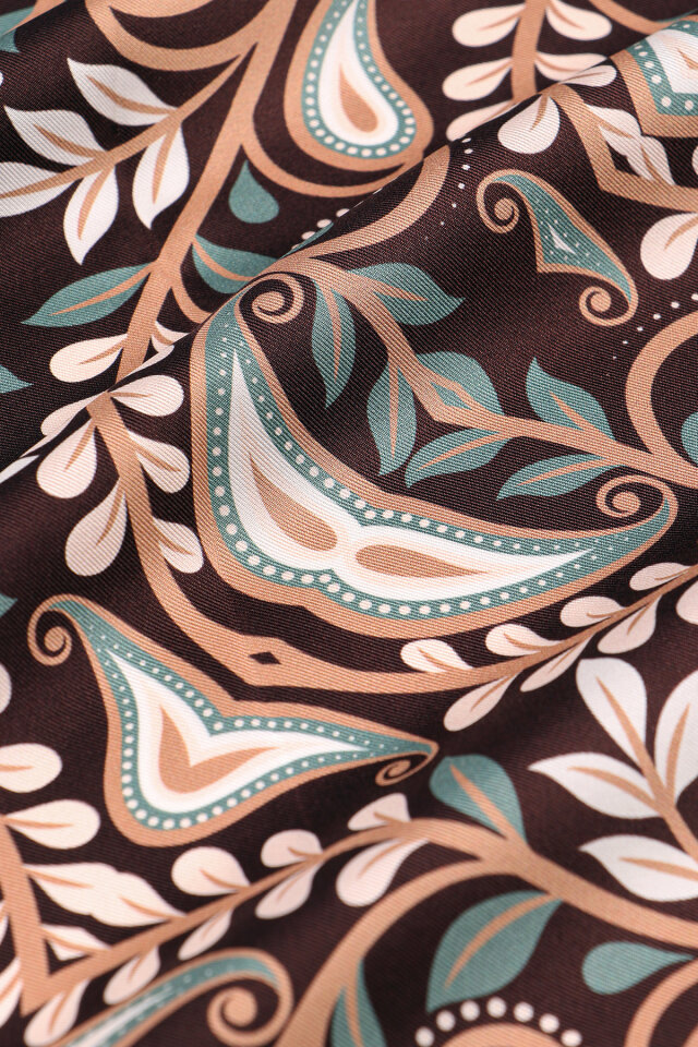 Brown Virgo Pattern Twill Silk Scarf - 3