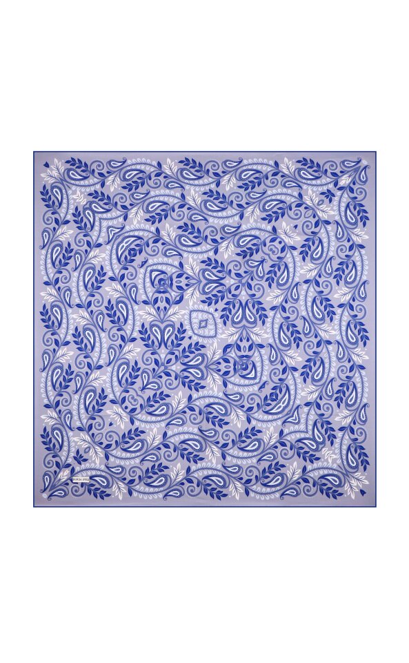 Ice Blue Virgo Pattern Twill Silk Scarf - 2